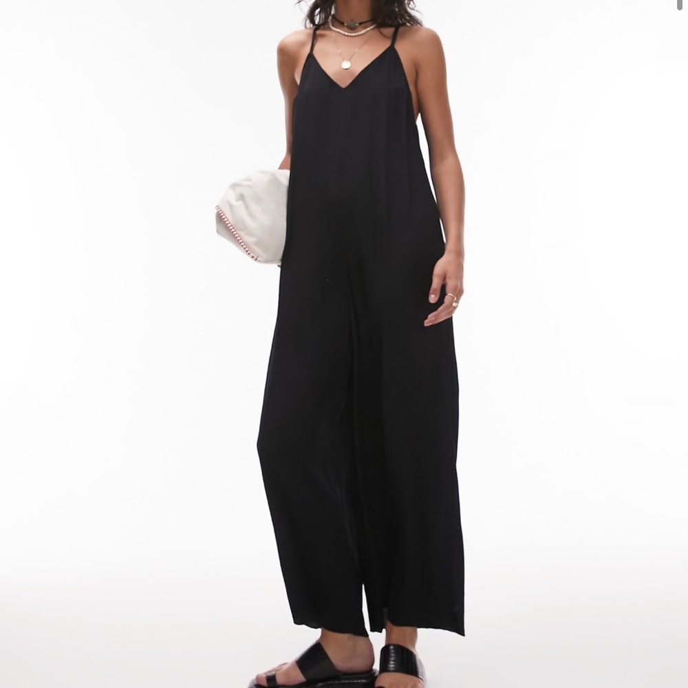 Topshop Strappy Tie Back Jumpsuit